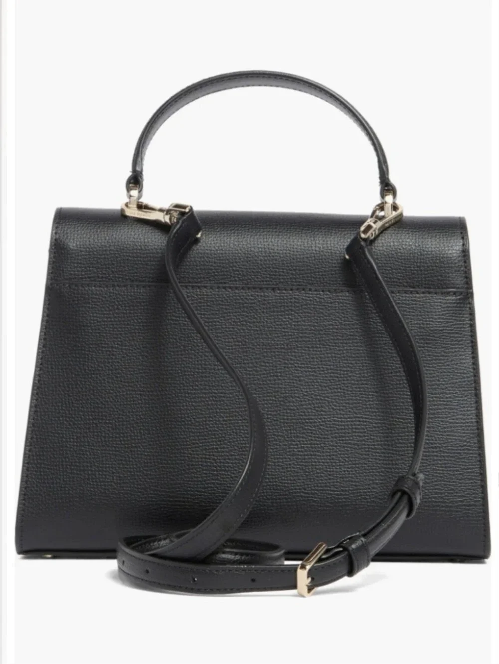 kate spade black leather top-handle satchel with gold hardware